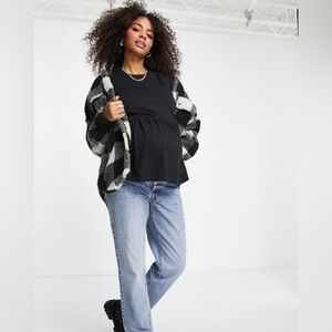 ASOS DESIGN Maternity oversized casual smock top‎ / peplum top blouse in black